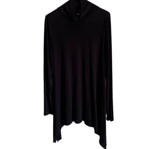 Torrid Asymmetrical Hem Cowl Neck Tunic Top Black Size 1